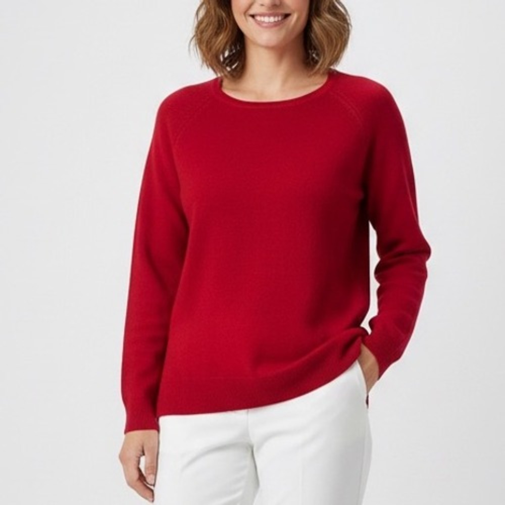 Sweet Romeo Red Crew‎ Neck Long Sleeve Raglan Sweater Top Women Size Medium
